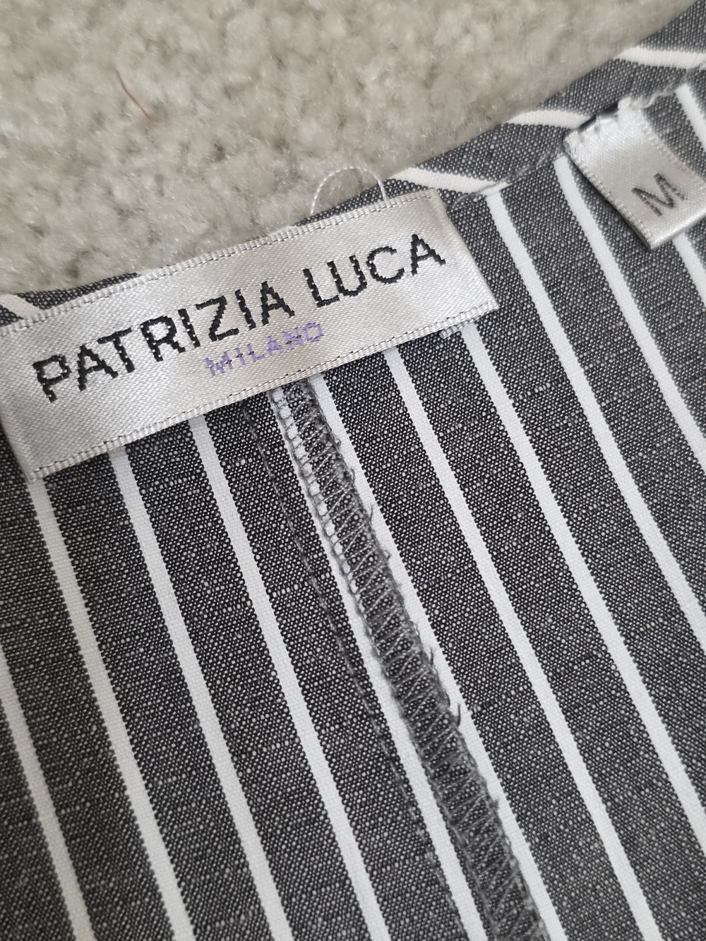 Patrizia Luca Cotton Gray & White Striped Sleeveless Midi Dress Size M - Picture 7 of 11